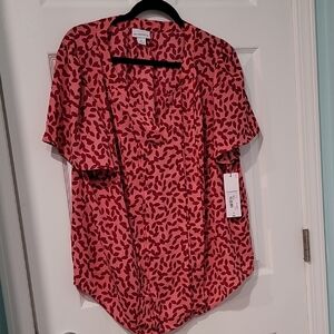 Liz Claiborne Red Boxy Blouse with Notched Collar